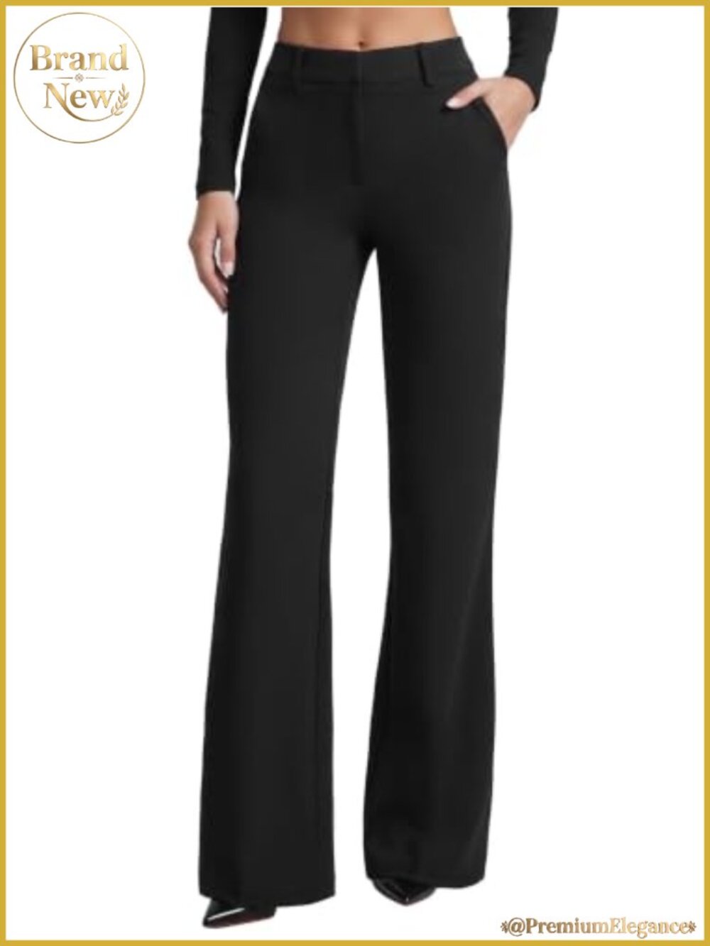 Women's Low Rise Flare Dress Pants with Pockets Stretch Trousers